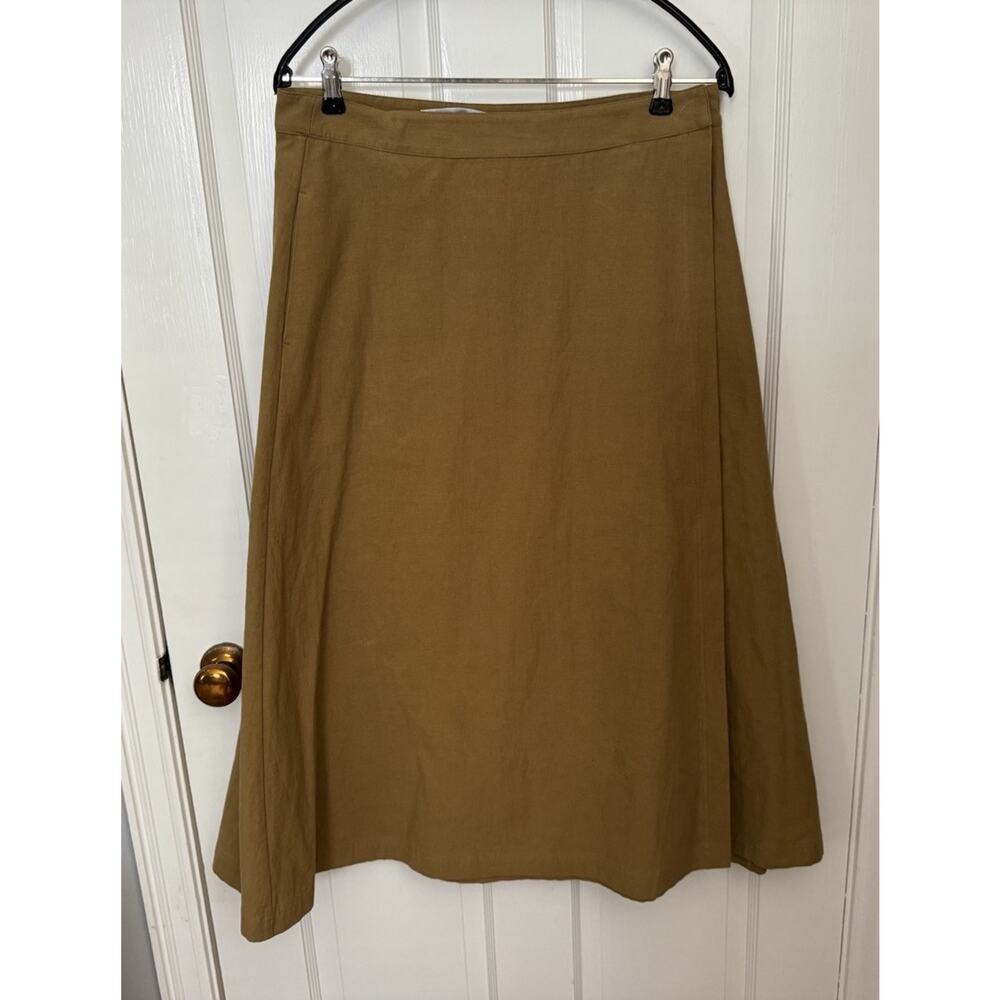 Cristaseya Long A-Line Wrap Skirt Cotton Linen in Light Brown - M